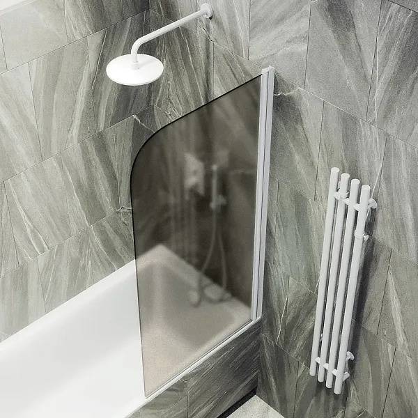 Шторка для ванны MaybahGlass 60x140 MGV-612-1 профиль белый стекло бронза фото 2