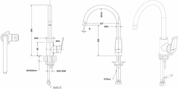 Смеситель Bravat Rhein F7429564CP-ENG для кухонной мойки фото 2