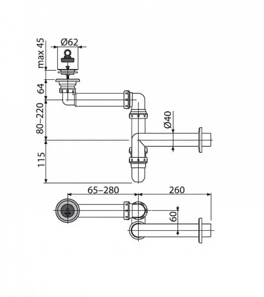 Сифон AlcaPlast A413 для раковины фото 2