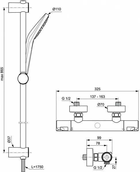 Термостат Ideal Standard Ceratherm T50 A7218AA для душа фото 2