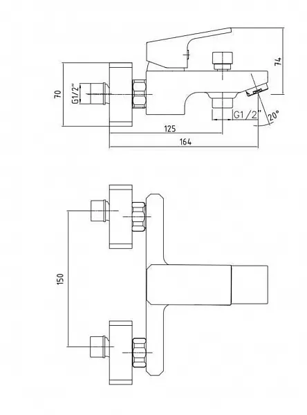 Смеситель E.C.A. Tiera 103502469EX для ванны с душем фото 2