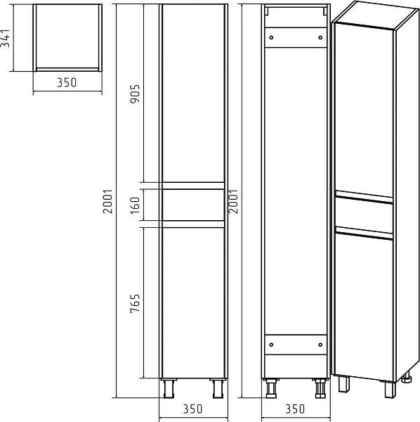 Шкаф-пенал Misty Алиса 35x190 Э-Али0501-01П правый фото 4