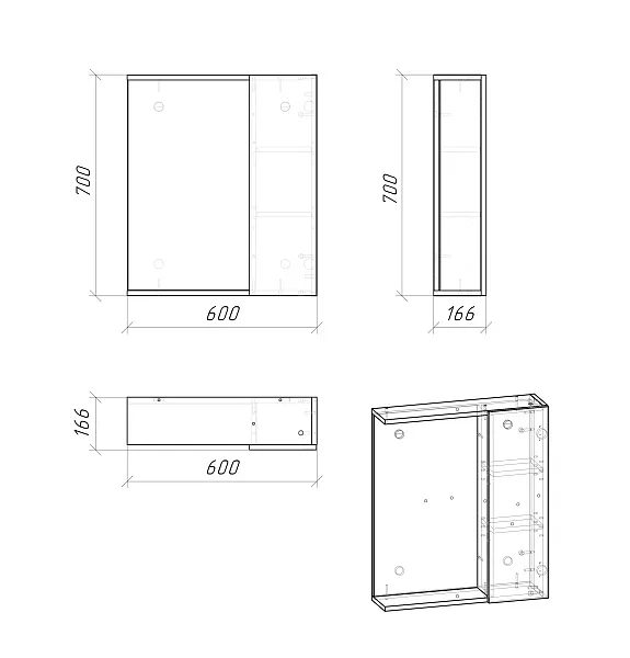 Зеркало-шкаф Grossman Юнит 60x70 Кадена вуд фото 4