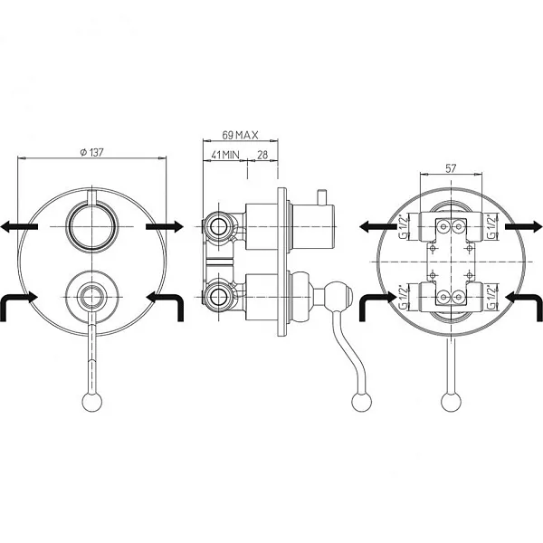 Встраиваемый смеситель PAINI Duomo 88PJ6911 фото 5