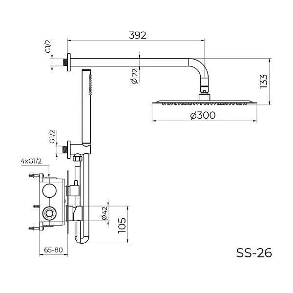 Душевой комплект KNOTLOR ECLIPSE SS-26/GM фото 3