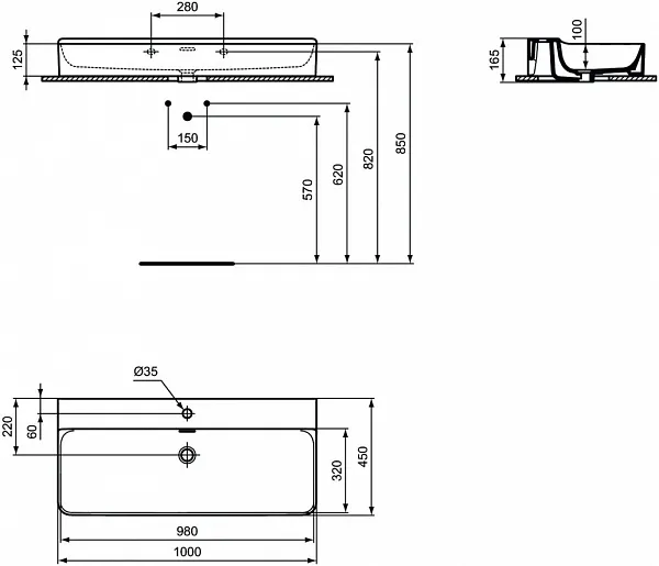 Раковина Ideal Standard Conca 100 см T3832V1 фото 8