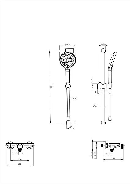 Смеситель для душа Wonzon & Woghand WW-B2052-A-MB фото 1