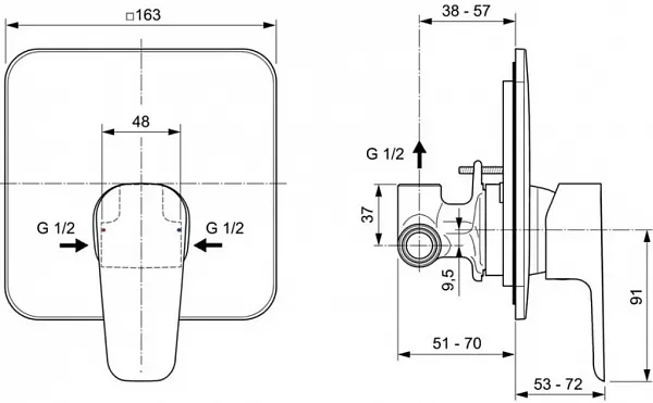 Смеситель Ideal Standard Cerafine D A7188AA для душа с внутренней частью фото 4