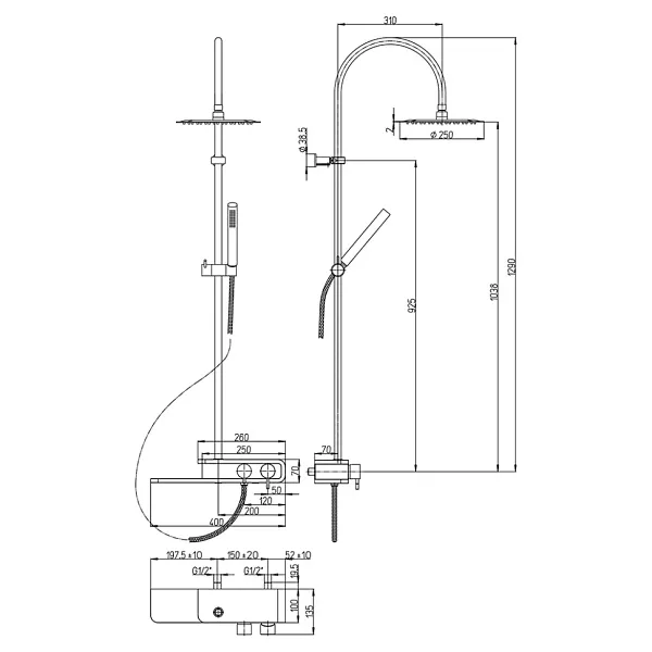 Душевая стойка PAINI Pad PDCR689B0 фото 3