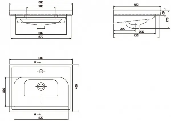 Раковина CeraStyle Frame 60 см 031000-u фото 3