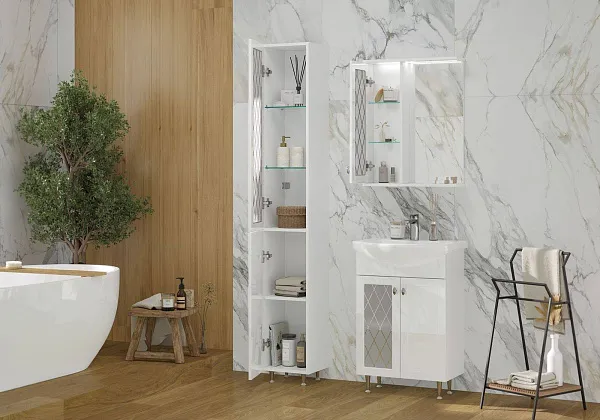 Зеркало Volna Milena 55x70 zsMLN55.L-01 левое с полочкой и подсветкой фото 7