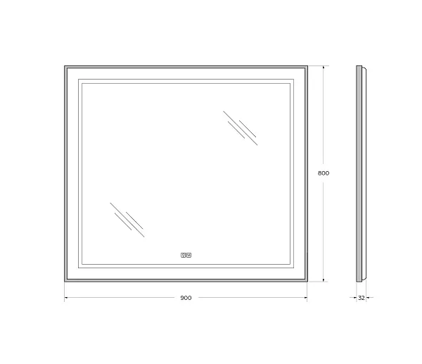 Зеркало BelBagno Kraft 90x80 SPC-KRAFT-900-800-LED-TCH-WARM-NERO с подсветкой фото 8