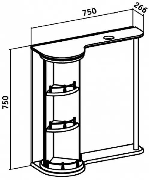 Зеркало-шкаф Runo Секрет 75х75 00000000898 левое с подсветкой фото 6