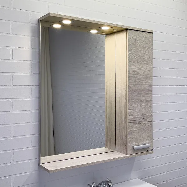 Зеркало Comforty Марио 75x83,5 00-00016020CF с подсветкой с полочкой фото 1