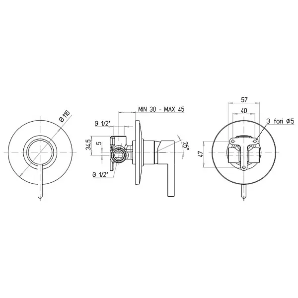 Встраиваемый смеситель PAINI Brera 74CR690 фото 3