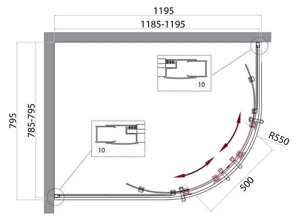 Душевой уголок BelBagno UNO-195 UNO-195-RH-2-120/80-C-Cr фото 3