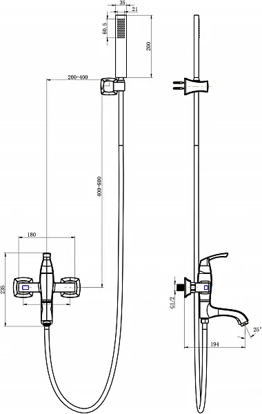 Смеситель Lemark Nubira LM6214ORB для ванны с душем фото 2