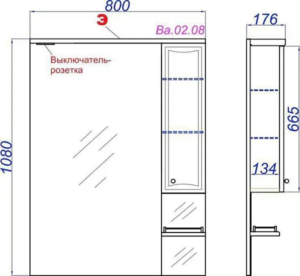 Зеркало-шкаф Aqwella Барселона 80 фото 5