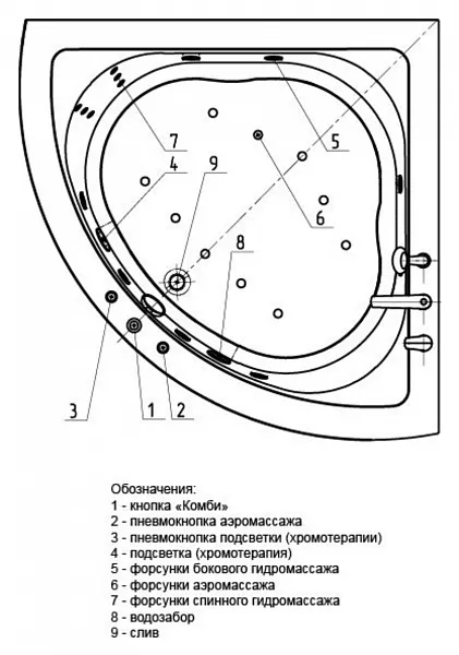Акриловая ванна Aquatek Юпитер 150x150 UPT150-0000026 вклеенный каркас фото 6