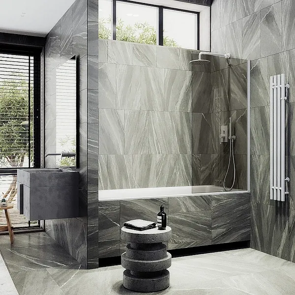 Шторка для ванны MaybahGlass 80x140 MGV-70-1ш профиль белый стекло бронза фото 3