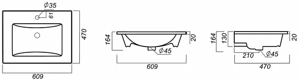 Раковина Sanita Luxe Quadro QDR60SLWB01 фото 3