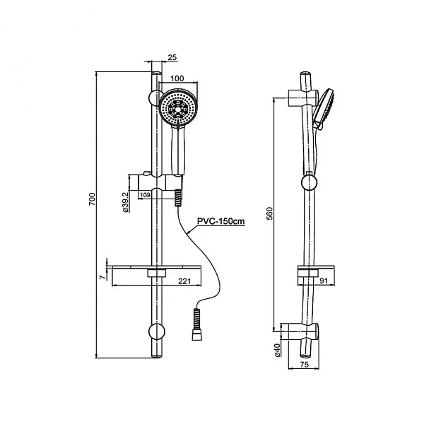 Душевой гарнитур PAINI Monza 50CR124/P20 фото 8