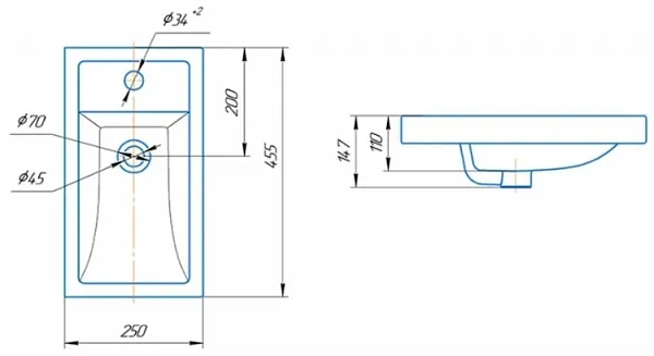 Мебельная раковина Kirovit Фостер 45 фото 3