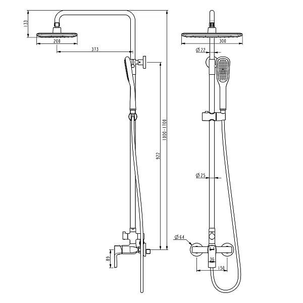 Душевая стойка Lemark Ursus LM7260BL со смесителем фото 2