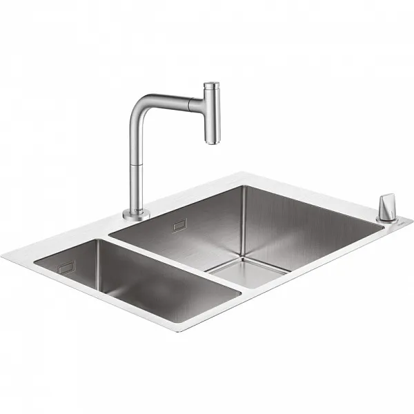 Кухонная мойка Hansgrohe C71-F655-09 со смесителем Нержавеющая сталь фото 1
