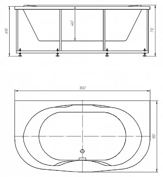 Акриловая ванна Aquatek Мелисса 180x95 MEL180-0000031 вклеенный каркас фото 6