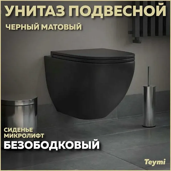 Унитаз подвесной Teymi Milana S W00080 подвесной безободковый с микролифтом фото 1