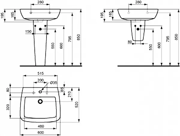 Раковина Ideal Standard Ventuno 60 см T015301 фото 4