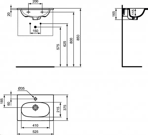 Раковина Ideal Standard Tesi Vanity 53 см T351101 фото 3
