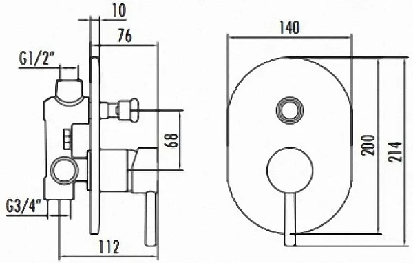 Смеситель Creavit DFC2398 для душа с внутренней частью фото 2