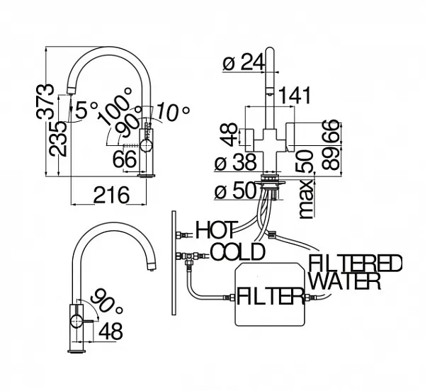 Смеситель Nobili Flag FL96824/3VCR для кухонной мойки фото 2