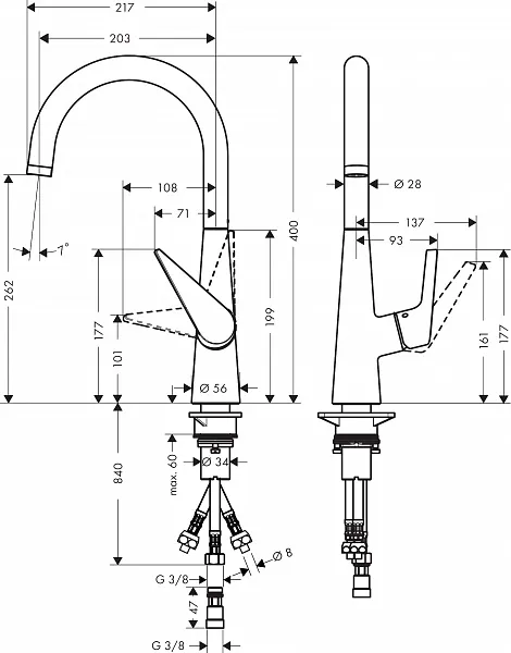 Смеситель Hansgrohe Talis M51 72812000 для кухонной мойки фото 4
