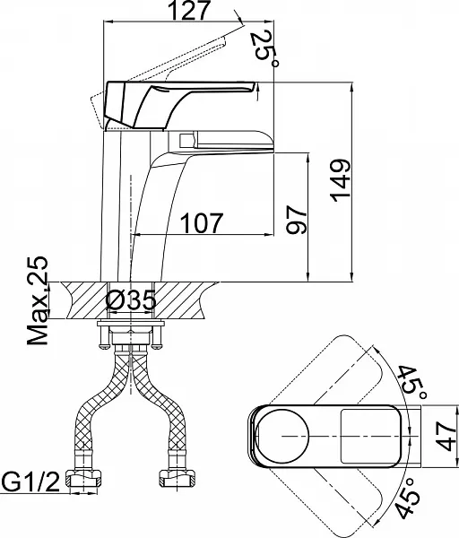 Смеситель D&K Berlin Steinbeis DA1432816 для раковины фото 2