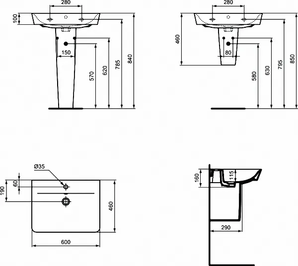 Раковина Ideal Standard Connect Air Cube 60 см E074201 фото 6