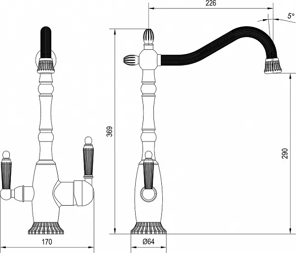 Смеситель ZorG Sanitary ZR 349 YF BR для кухонной мойки фото 2