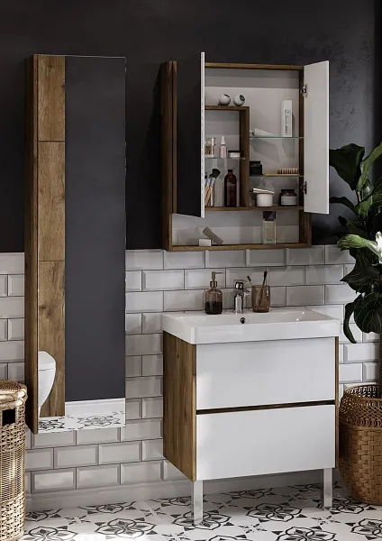 Тумба с раковиной Акватон Сканди 70 темное дерево фото 3