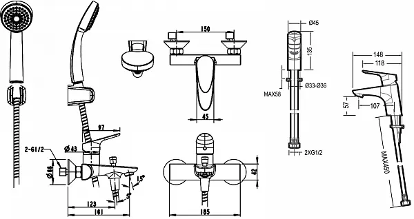 Комплект смесителей Bravat Drop F00308C 3 в 1 фото 4