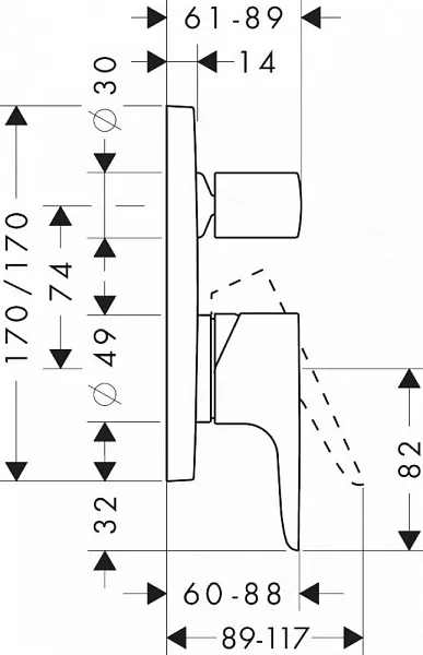 Смеситель Axor Citterio M 34425000 для ванны с душем фото 2