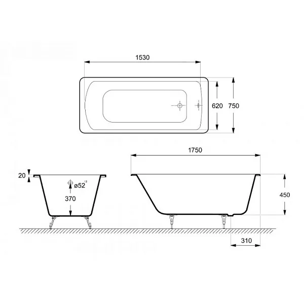 Ванна чугунная Delice Prestige 175x75 DLR230611R-AS с отверстиями под ручки и антискользящим покрытием фото 2