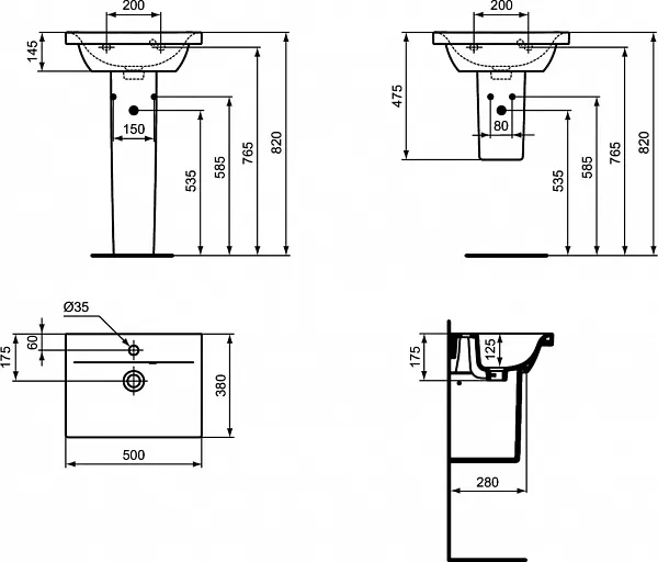 Раковина Ideal Standard Connect Space 50 см E136301 фото 3