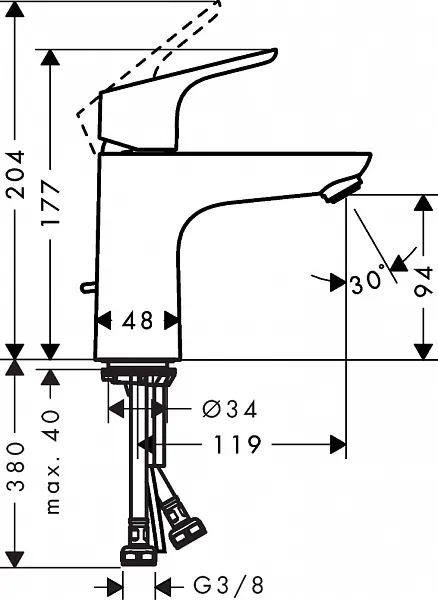 Комплект смесителей Hansgrohe Focus 3194000/31607000 2 в 1 фото 6