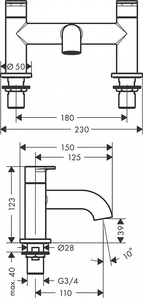 Смеситель Hansgrohe Vernis Blend 71442000 на борт ванны фото 2