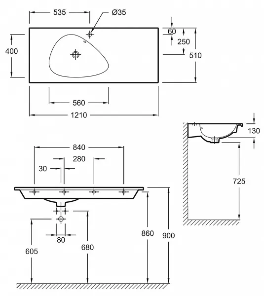 Раковина Jacob Delafon Nouvelle Vague 121 см EXAP112-Z-00 фото 4