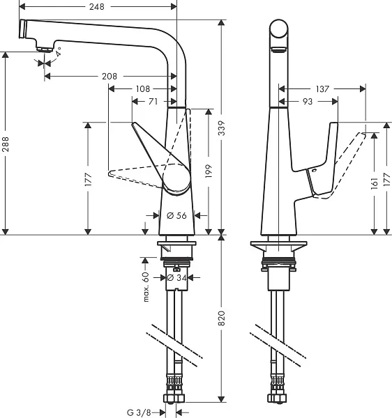 Смеситель Hansgrohe Talis Select M51 72820000 для кухонной мойки фото 6