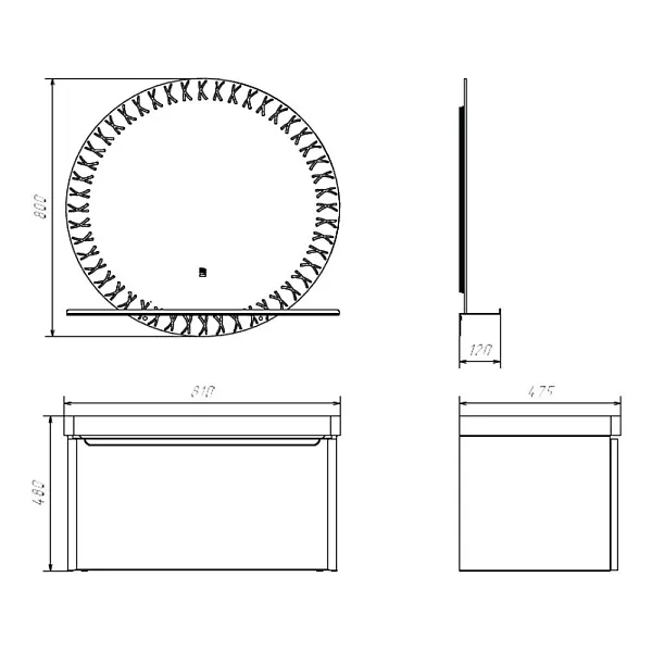 Зеркало Comforty Арзамас 80x80 00-00014152CF с подсветкой с полочкой фото 2