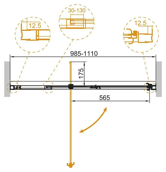 Душевая дверь CEZARES VARIANTE VARIANTE-B-1-100/110-C-Cr фото 2
